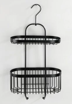 WENKO Doucherek 2-laags Classic Plus Black Mat Zwart - Doucherek Zonder Boren - Doucherek Hangend Zwart -Badkamer Product Winkel 831x1200