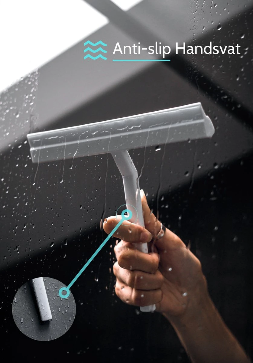 Douchewisser Wit Met Magneetstrip - Badkamer Accessoires - Raamwisser - Trekker Douche - Silicone - 21cm X 20cm 4 Douchewisser Wit Met Magneetstrip - Badkamer Accessoires - Raamwisser - Trekker Douche - Silicone - 21cm X 20cm - Afbeelding 2