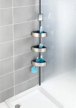 WENKO Telescopisch Doucherek Big Black 3-laags Met Spiegel Zilver/zwart - Bevestigen Zonder Boren 24 WENKO Telescopisch Doucherek Big Black 3-laags Met Spiegel Zilver/zwart - Bevestigen Zonder Boren -Badkamer Product Winkel 850x1200