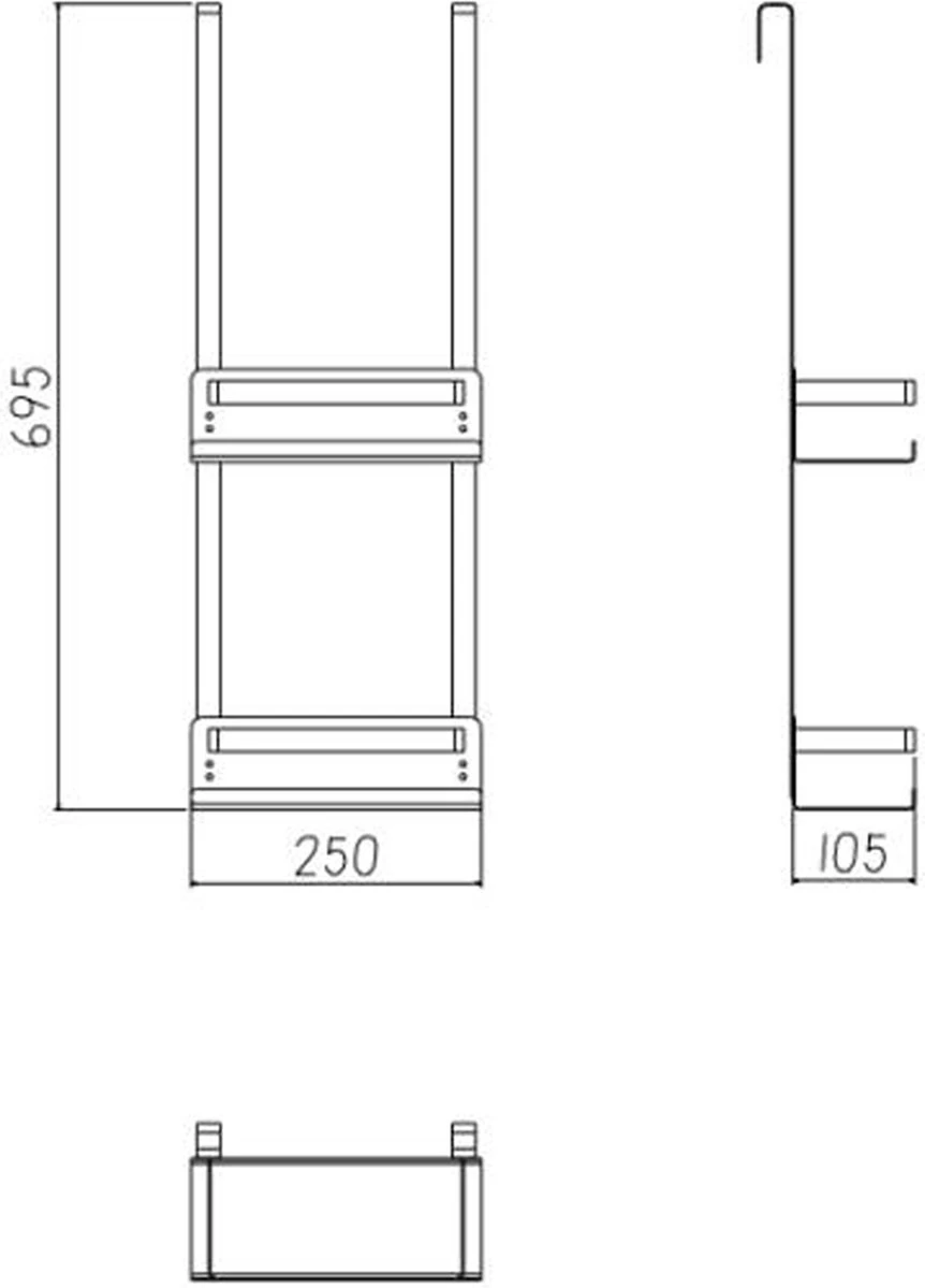 VDN Stainless Doucherek Zonder Boren - Doucherek Hangend - Doucherek Zwart - RVS - Doucherek Aan Douchewand - 2 Laags 7 VDN Stainless Doucherek Zonder Boren - Doucherek Hangend - Doucherek Zwart - RVS - Doucherek Aan Douchewand - 2 Laags - Afbeelding 5