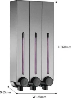 Zeepdispenser - RVS Kleur - 3 Kamer - 3 Reservoirs - 3 X 500ml - Hangend - Wandmontage 8 Zeepdispenser - RVS Kleur - 3 Kamer - 3 Reservoirs - 3 X 500ml - Hangend - Wandmontage -Badkamer Product Winkel 869x1200 2