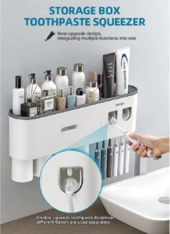 LuxeBass Tandenborstel Organizer | Tandenborstelhouder | Automatisch Tandpasta Dispenser | Met Lade En Opbergvak Voor Badkamer - LB544 -Badkamer Product Winkel 874x1200 1