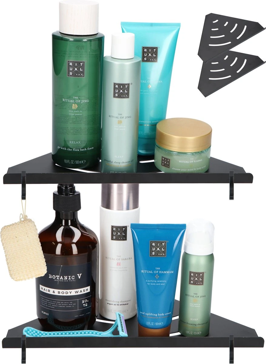 Doucherek - Doucherek Zonder Boren - Doucherekjes - Doucherek Hangend - Doucherekje - Doucherekje Zonder Boren - Doucherek Zwart - Hoek - 2 Stuks - Met Haakjes - Inclusief Montage Materiaal - Hoogwaardig Afgewerkt - EJC Products 3 Doucherek - Doucherek Zonder Boren - Doucherekjes - Doucherek Hangend - Doucherekje - Doucherekje Zonder Boren - Doucherek Zwart - Hoek - 2 Stuks - Met Haakjes - Inclusief Montage Materiaal - Hoogwaardig Afgewerkt - EJC Products