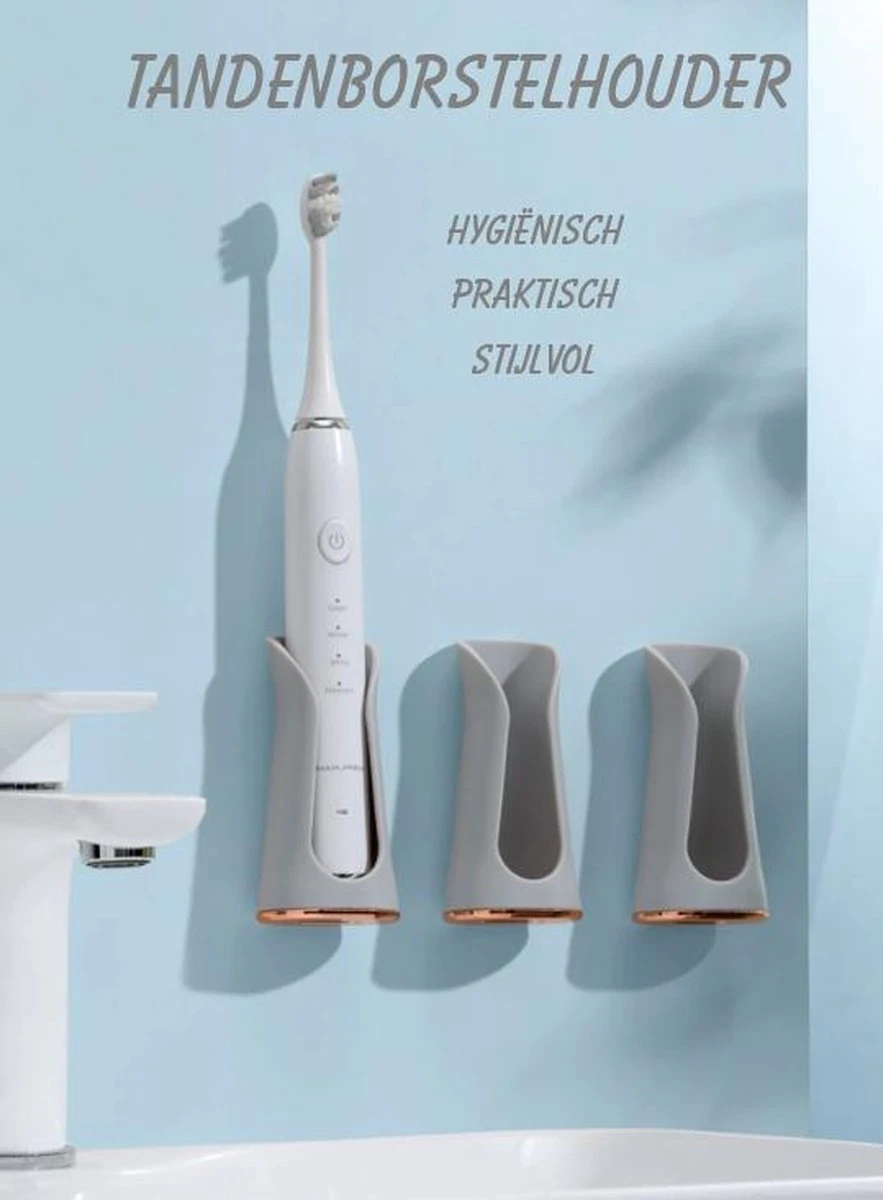 Happy Goodz Houder - Elektrische Tandenborstelhouder - GRIJS 1 Stuk - Flexibele Siliconen - Hangend Aan De Muur Zonder Boren - Geschikt Voor Oral-b & Philips Sonicare - Toothbrush Holder 3 Happy Goodz Houder - Elektrische Tandenborstelhouder - GRIJS 1 Stuk - Flexibele Siliconen - Hangend Aan De Muur Zonder Boren - Geschikt Voor Oral-b & Philips Sonicare - Toothbrush Holder