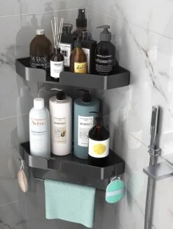 Luxe Doucherek Zonder Boren – 1/2/3 Laags – 32 Cm – Hangend – Aluminium – Zwart 23 Luxe Doucherek Zonder Boren – 1/2/3 Laags – 32 Cm – Hangend – Aluminium – Zwart -Badkamer Product Winkel 907x1200