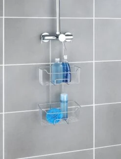 WENKO Doucherek Milo 2-laags 25x55cm RVS Glanzend - Doucherek Zonder Boren - Doucherek Hangend -Badkamer Product Winkel 914x1200 1