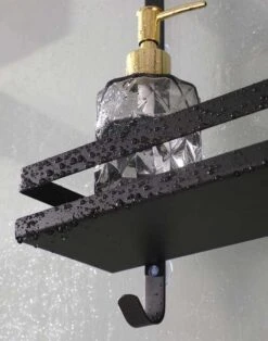 Merkloos Doucherek - Doucherek Zonder Boren - Doucherek Hangend - Zwart - RVS - Doucherekje - Badkamerrek - GRATIS DOUCHETIMER -Badkamer Product Winkel 943x1200