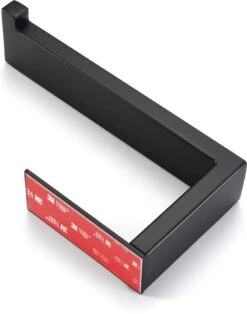 DesignX 3M™ Toiletrolhouder Zonder Boren Zwart Zelfklevend - WC Rolhouder - Matte - Papier - Houder - Incl. 3M Plakstrip -Badkamer Product Winkel 944x1200