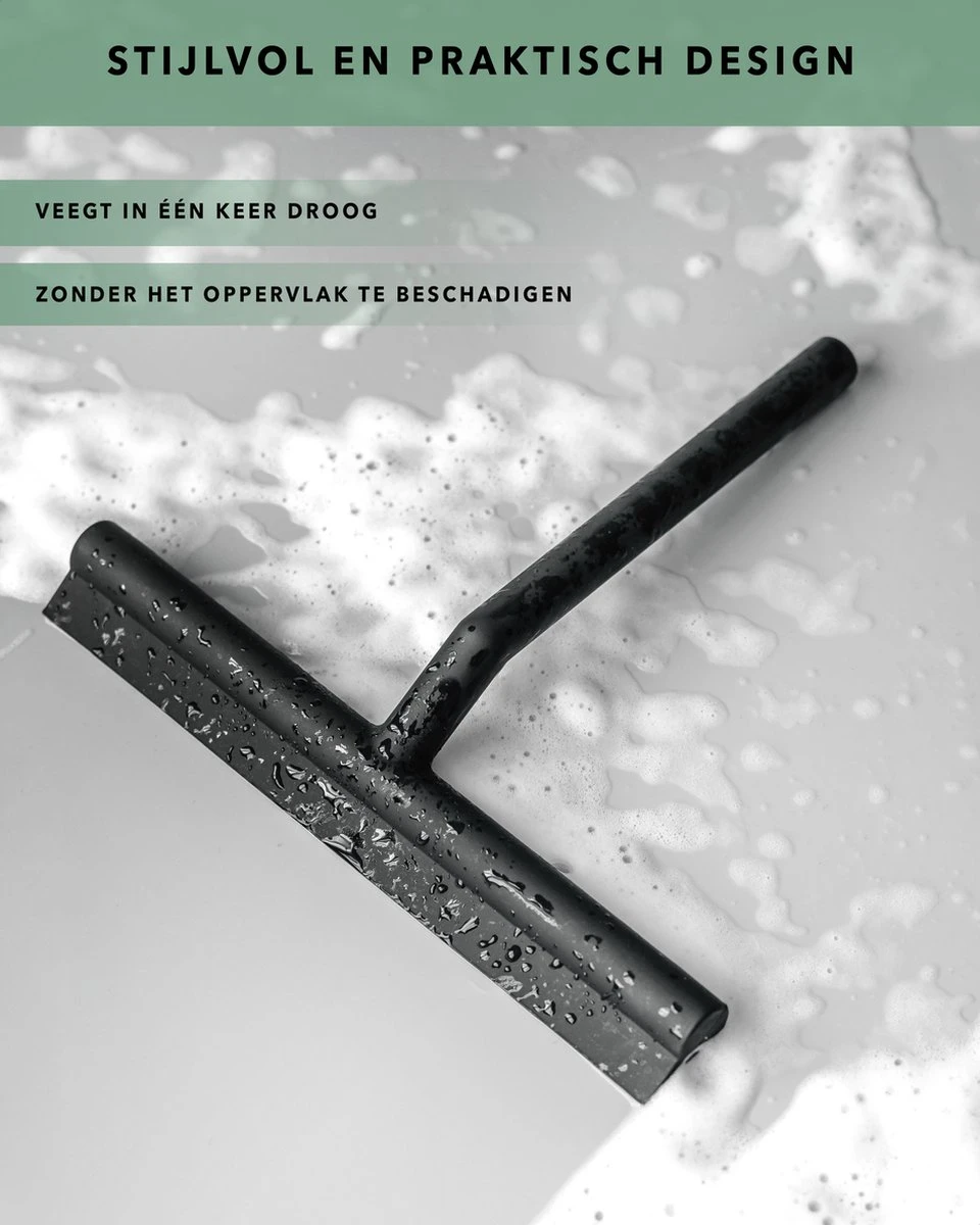 Douchewisser Zwart Met Ophangsysteem- Badkamer Accessoires- Raamwisser- Trekker Douche- Silicone- 21cm X 16cm 5 Douchewisser Zwart Met Ophangsysteem- Badkamer Accessoires- Raamwisser- Trekker Douche- Silicone- 21cm X 16cm - Afbeelding 3