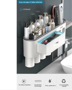 LuxeBass Tandenborstel Organizer | Tandenborstelhouder | Automatisch Tandpasta Dispenser | Met Lade En Opbergvak Voor Badkamer - LB544 -Badkamer Product Winkel 966x1200 2