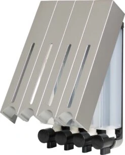 Aquathof, Zeepdispenser, RVS Kleur, 4 Kamer, 4 Reservoirs, 4x500ml, Hangend - Wandmontage -Badkamer Product Winkel 970x1200 2