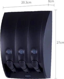 Aquathof, Zeepdispenser, Mat Zwart, 3 Kamer, 3 Reservoirs, 3x350ml, Hangend, Wandmontage -Badkamer Product Winkel 975x1200 2