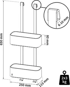 Tiger 2-Store - Ophangbaar Doucherek 25 Cm - Zwart -Badkamer Product Winkel 977x1200