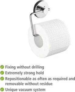 WENKO Vacuum-Loc Toiletrolhouder Milazzo Chroom - WC Rolhouder - Bevestigen Zonder Boren -Badkamer Product Winkel 986x1200